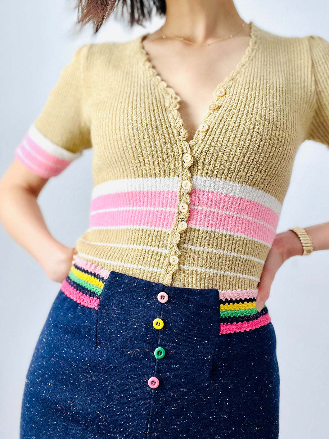 Vintage 1960s pink knit top