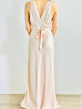 Load image into Gallery viewer, Vintage 1930s Pink Silk Rayon Lingerie Dress Bias Cut Low Back Lace Straps
