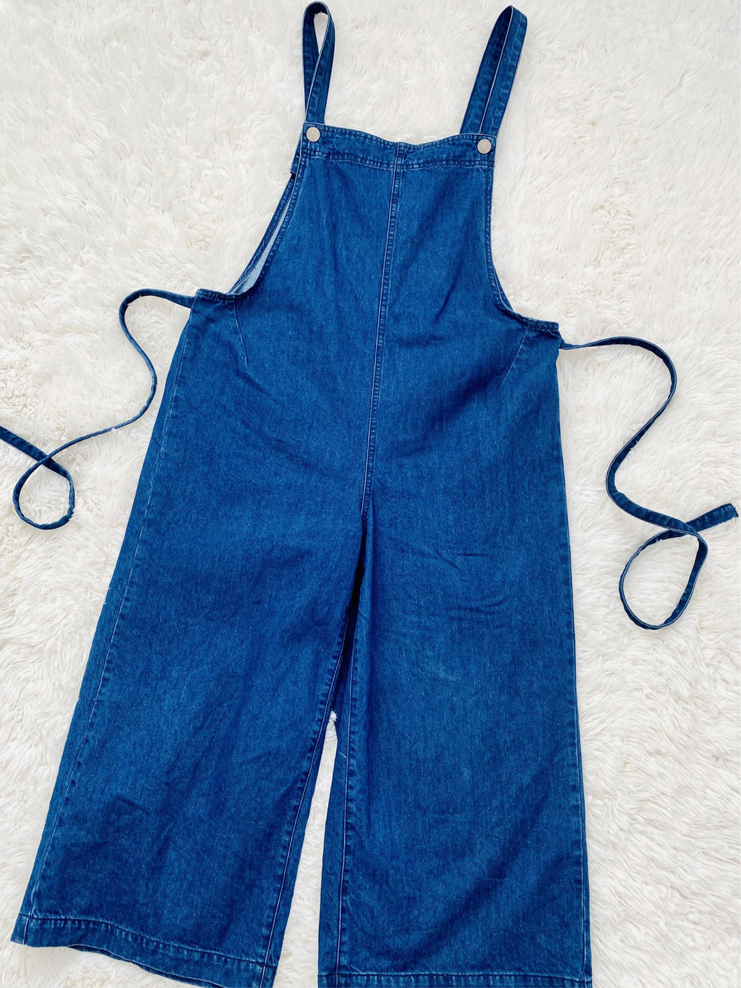 Vintage denim wide leg overalls