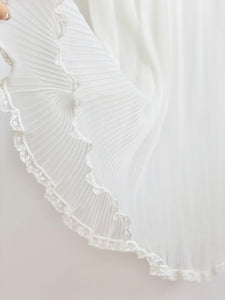 Vintage white pleated lace slip with bows