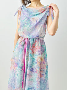 Vintage 1970s pastel floral dress