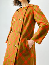 Load image into Gallery viewer, Vintage 1950s orange plaid dress coat
