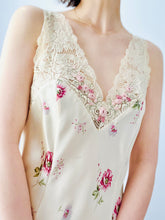 Load image into Gallery viewer, Vintage pink satin floral lingerie dress
