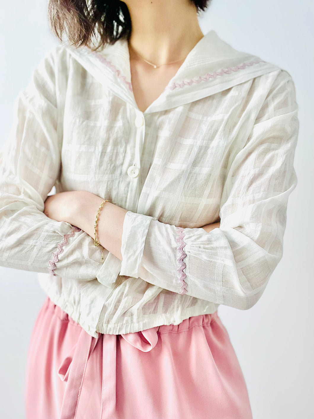 Antique Edwardian Sailor Style Cotton Top