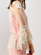 Load image into Gallery viewer, Vintage tulle lace blouse w beaded embroidery
