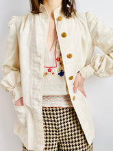 Load image into Gallery viewer, Vintage 1970s white linen jacket s balloon sleeves
