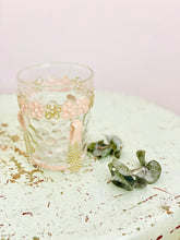 Load image into Gallery viewer, Antique 1900s glassware/ Art nouveau design/ Antique Tumbler/ Pastel Pink Flowers / Etched Glass
