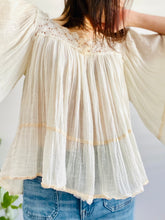 Load image into Gallery viewer, Vintage Cotton Lace Gauze Blouse with Flared Sleeves
