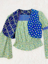 Load image into Gallery viewer, Vintage 1960s cotton floral blouse reversible vest set peasant top

