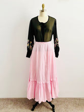 Load image into Gallery viewer, Vintage 1970s semi sheer blouse with embroidered sleeves
