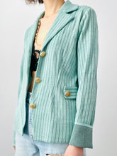 Load image into Gallery viewer, Vintage turquoise striped blazer
