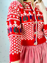 Load image into Gallery viewer, Vintage 1930s Red Novelty Sweater Cropped Cardigan
