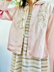 Vintage 1920s pink satin bed jacket