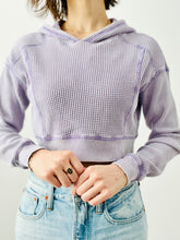 Load image into Gallery viewer, Lilac hooded waffle top
