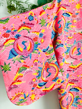 Load image into Gallery viewer, Vintage pink Japanese kimono phoenix print reversible dressing robe
