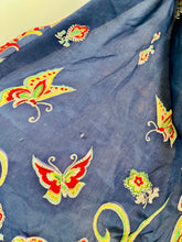 Load image into Gallery viewer, Vintage 1930s Silk Floral and Butterflies Novelty Print Scarf
