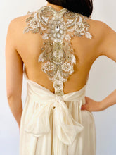 Load image into Gallery viewer, Amazing designer silk gown rhinestone beaded wedding dress Anna Campbell dress
