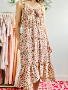 Pink floral ruffled dress
