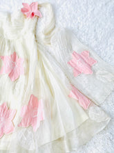 Load image into Gallery viewer, Vintage Late 1940s white organza dress with pink embroidered flowers
