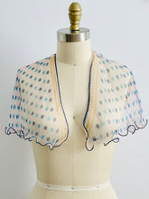 Load image into Gallery viewer, mannequin display a 1940s ruffled polka dot scarf
