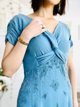 Load image into Gallery viewer, Vintage 1960s blue beaded wool dress
