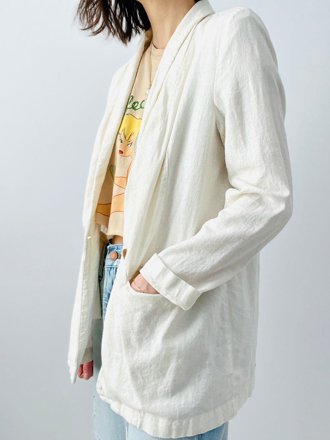 Vintage white linen blazer