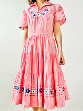 Load image into Gallery viewer, Vintage 1940s pink gingham embroidered dress
