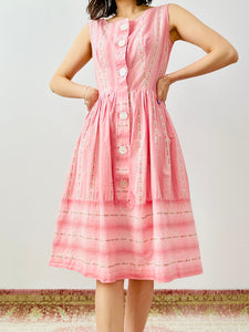 Vintage 1950s pink floral dress