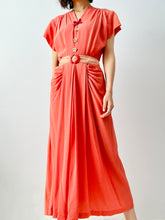 Load image into Gallery viewer, Vintage 1940s coral rayon dress
