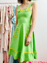 Load image into Gallery viewer, Vintage 1960s green pinafore overall dress
