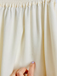Reserved-1970s White Embroidered Pearls Beaded Rayon Skirt