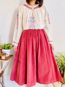 Vintage 1970s raspberry pink corduroy skirt with pockets