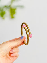 Load image into Gallery viewer, Vintage 1920s flapper cuff arm bangle with pink beads
