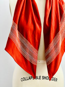Vintage rust color scarf with ombré embroidered trim