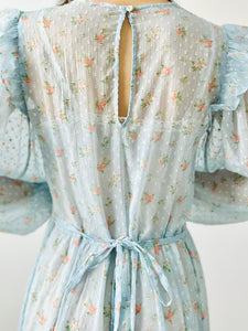 Vintage pastel blue floral dress
