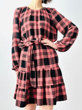 Load image into Gallery viewer, Pink and black babydoll plaid dress
