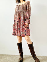 Load image into Gallery viewer, Pink floral paisley mini dress
