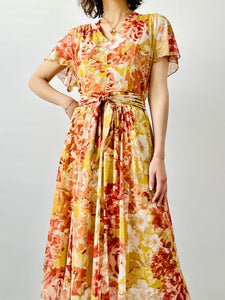Vintage yellow abstract floral dress