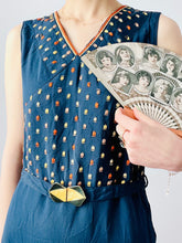 Load image into Gallery viewer, Vintage 1920s Art Deco blue embroidered flapper dress
