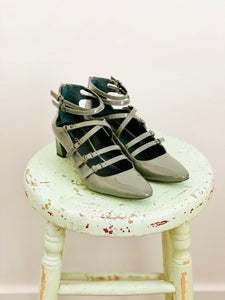 Vintage Calvin Klein Grey Color Strappy Heels Leather Shoes