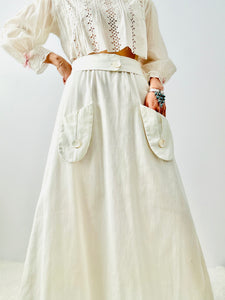 1910s Edwardian cotton skirt with pockets