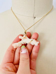 Vintage coral fish necklace pendant