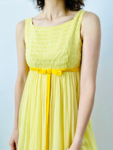 Load image into Gallery viewer, Vintage yellow ruched silk wide leg jumpsuit
