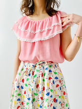 Load image into Gallery viewer, Vintage 1970s pink cotton top with eyelet trim
