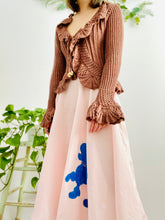 Load image into Gallery viewer, Vintage Caramel Color Crochet Cardigan with Scalloped Flounce
