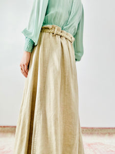 Vintage linen maxi skirt with belt
