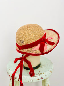 Vintage 1930s french velvet sun hat
