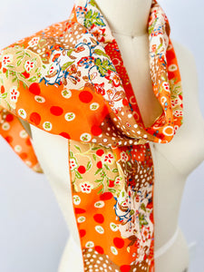 Vintage orange floral scarf