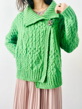 Load image into Gallery viewer, Vintage forest green wool sweater jacket
