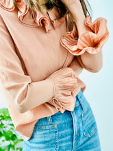 Load image into Gallery viewer, Vintage dusty pink silk blouse with ruffles
